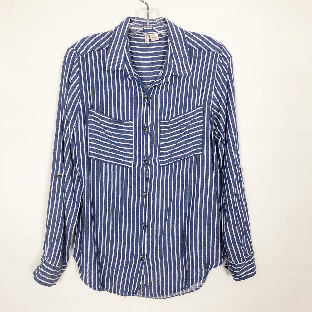 Japna Striped Shirt Womens Medium Career Workwear Business Casual Capsule